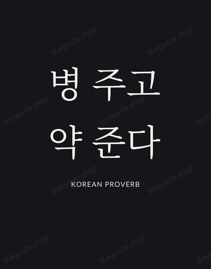 병 주고 약 준다 — Korean Proverb | Printable Wall Art — Poster Condensed