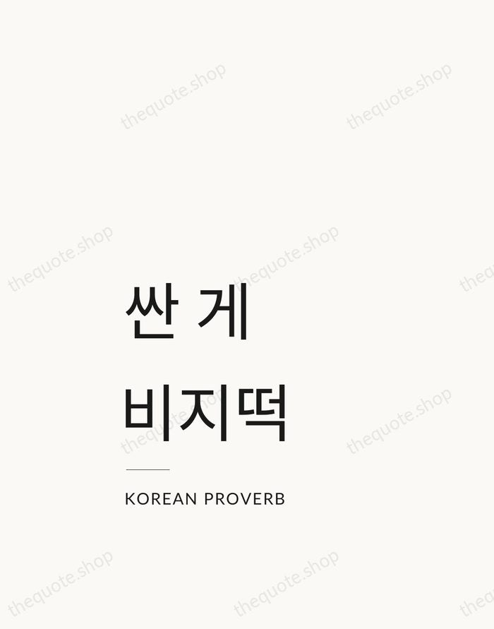 싼 게 비지떡 — Korean Proverb — Studio Left