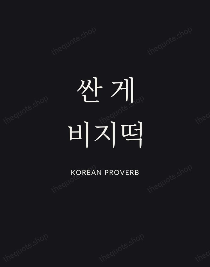 싼 게 비지떡 — Korean Proverb | Printable Wall Art — Midnight Serif