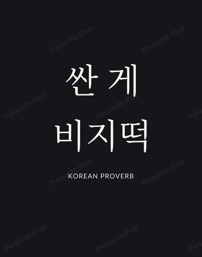 싼 게 비지떡 — Korean Proverb | Printable Wall Art — Poster Condensed