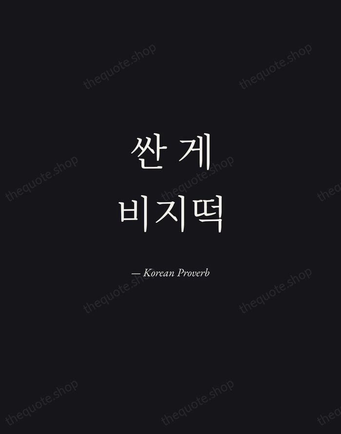 싼 게 비지떡 — Korean Proverb — Manuscript Italic