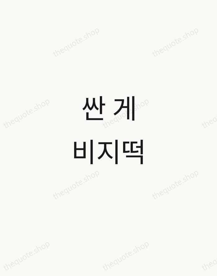 싼 게 비지떡 — Korean Proverb — Minimal Unsigned