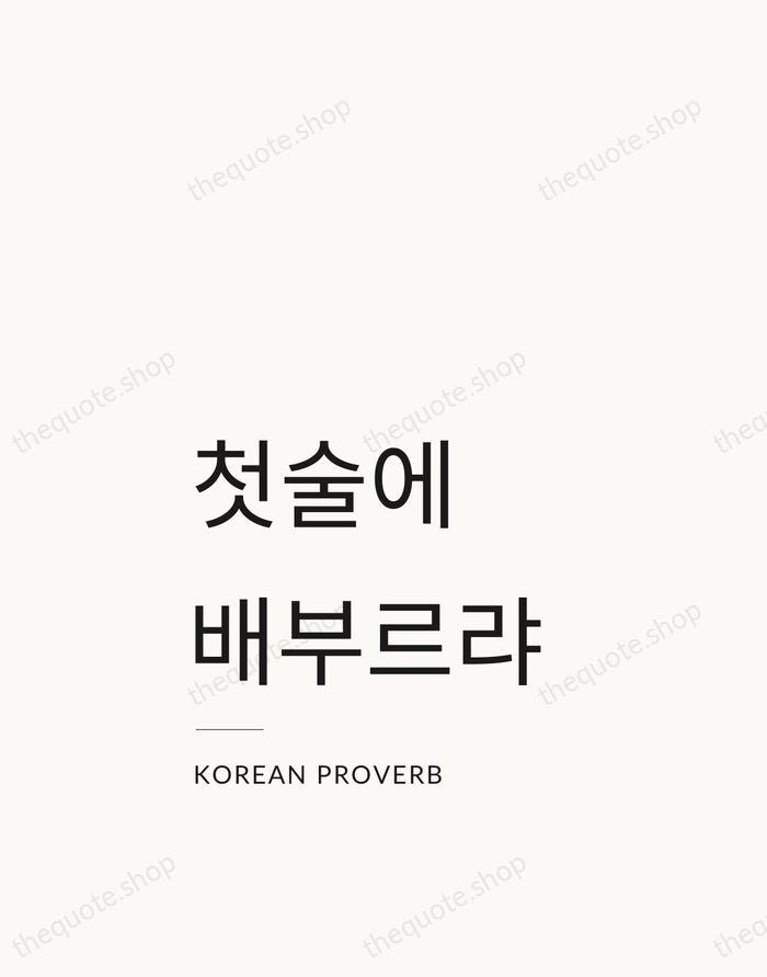 첫술에 배부르랴 — Korean Proverb — Studio Left