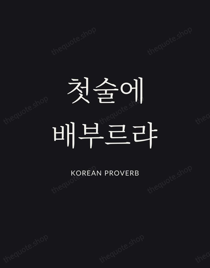 첫술에 배부르랴 — Korean Proverb | Printable Wall Art — Midnight Serif