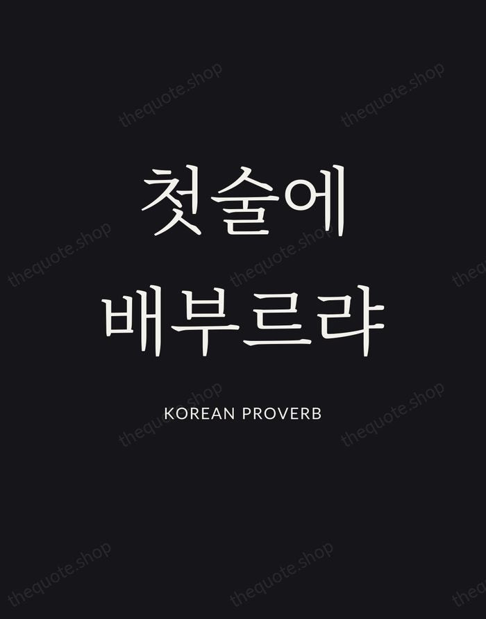 첫술에 배부르랴 — Korean Proverb | Printable Wall Art — Poster Condensed