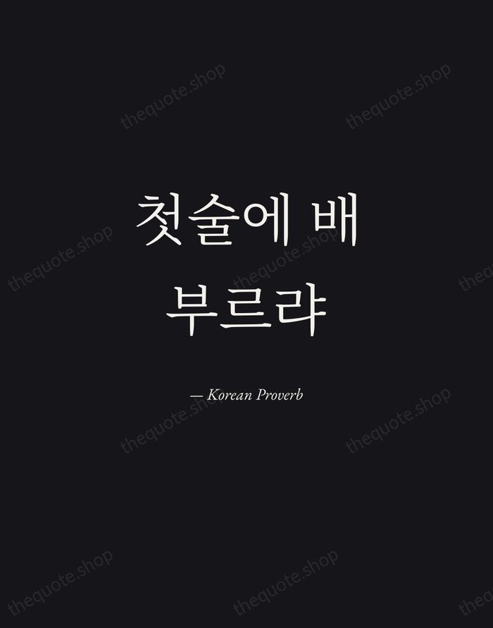 첫술에 배부르랴 — Korean Proverb — Manuscript Italic