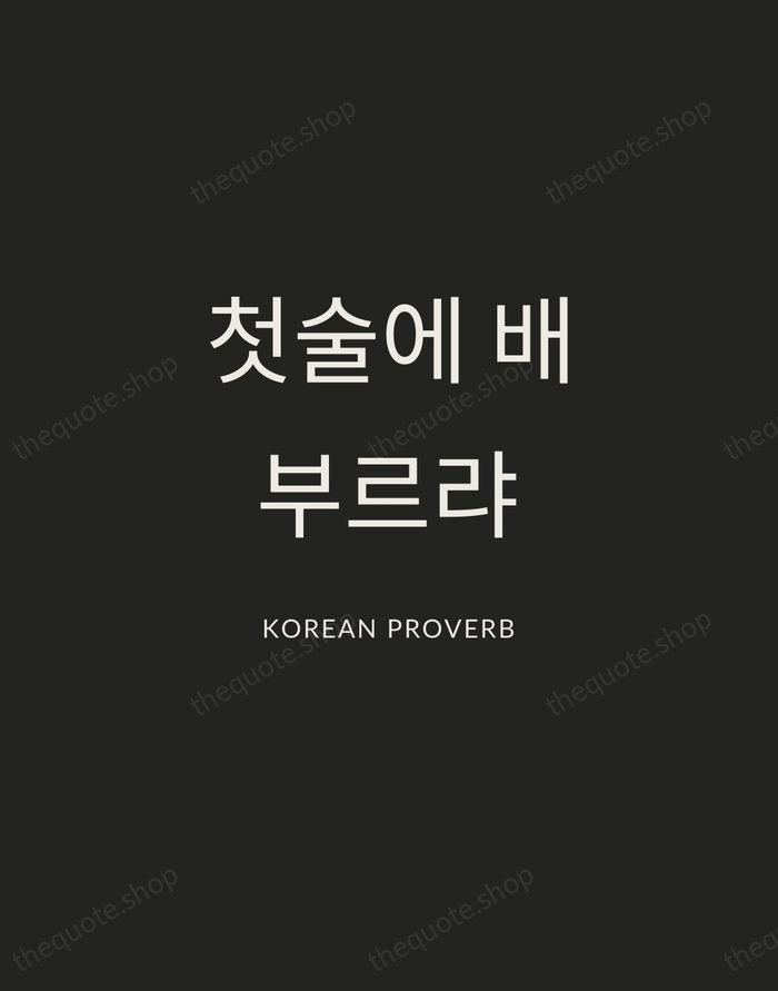 첫술에 배부르랴 — Korean Proverb — Charcoal Sans