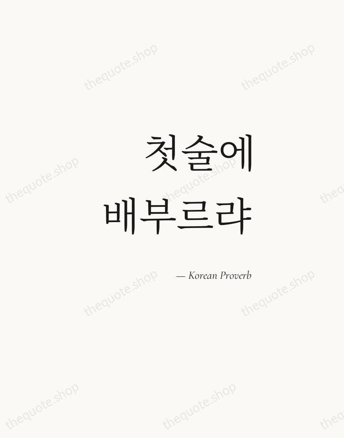 첫술에 배부르랴 — Korean Proverb — Soft Serif Right