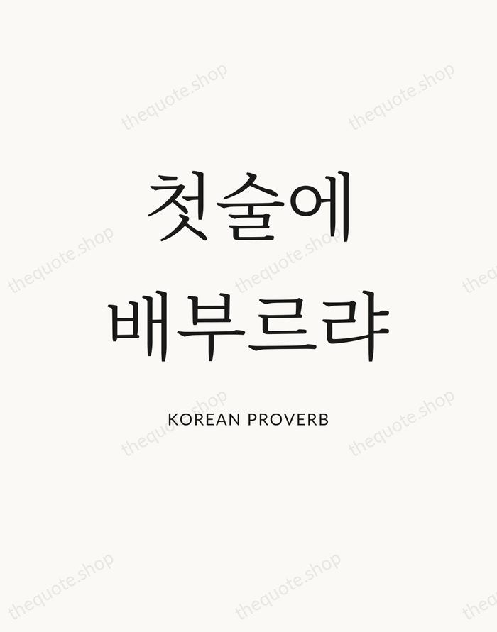 첫술에 배부르랴 — Korean Proverb — Statement Serif