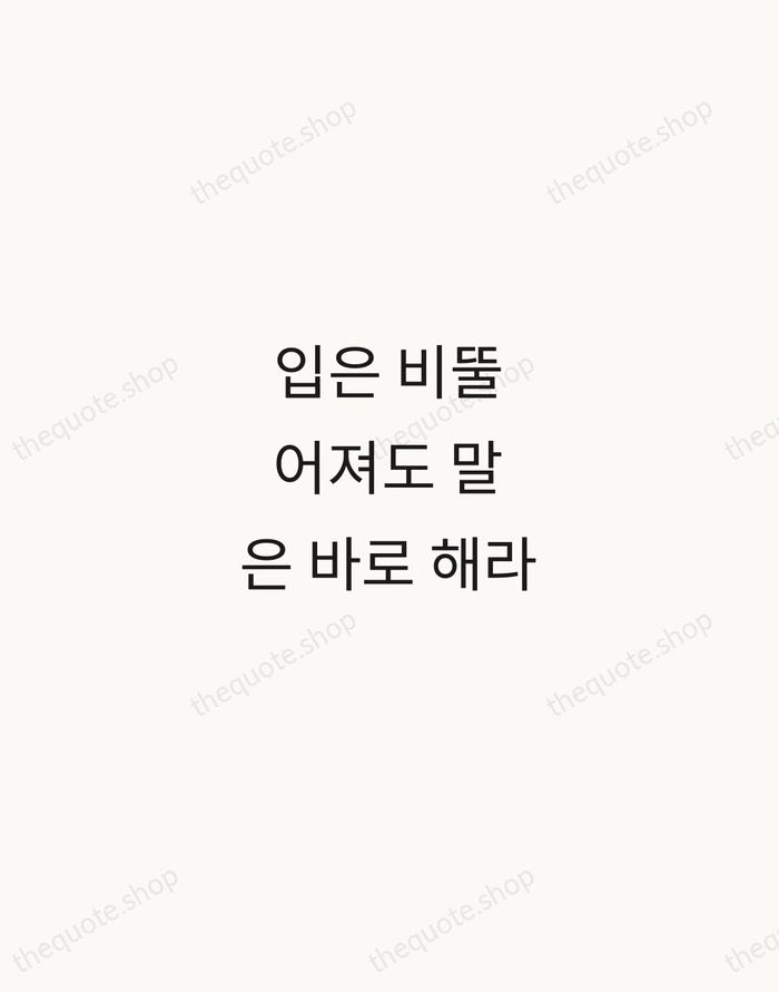 입은 비뚤어져도 말은 바로 해라 — Korean Proverb — Minimal Unsigned