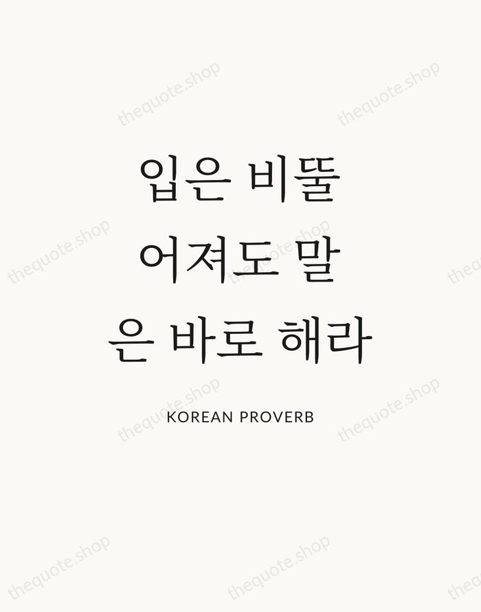 입은 비뚤어져도 말은 바로 해라 — Korean Proverb — Statement Serif