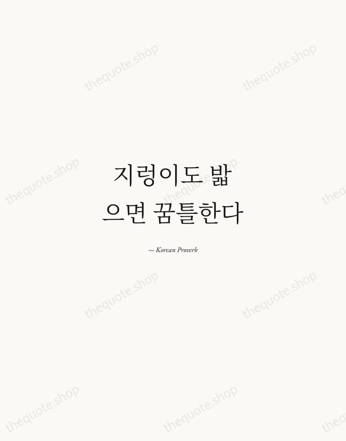 지렁이도 밟으면 꿈틀한다 — Korean Proverb — Quiet Garamond