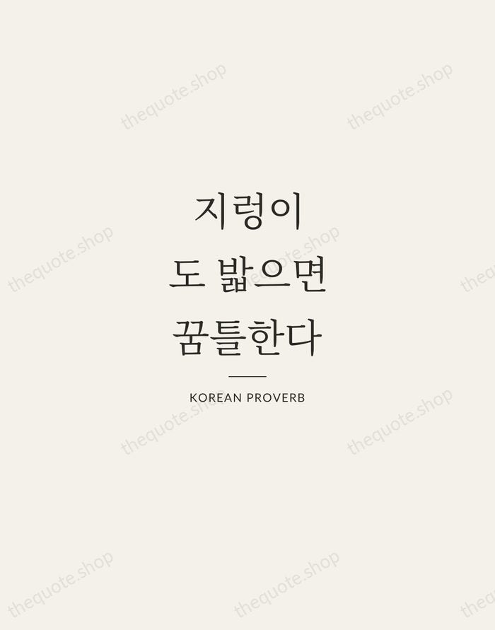 지렁이도 밟으면 꿈틀한다 — Korean Proverb — Gallery Rule