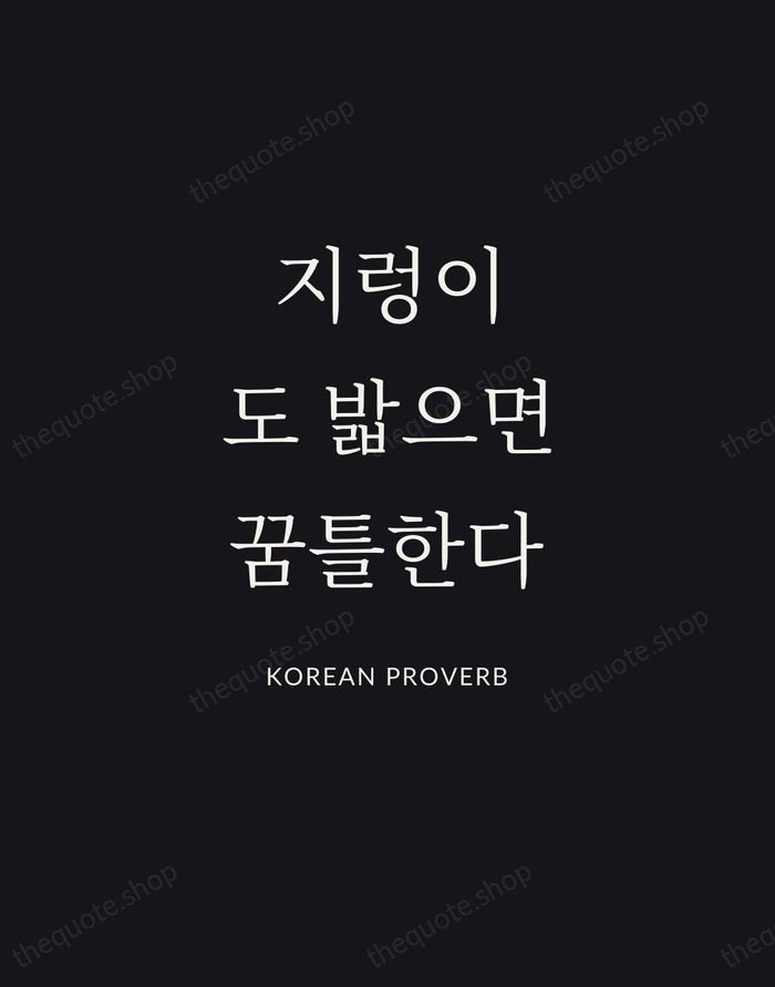 지렁이도 밟으면 꿈틀한다 — Korean Proverb | Printable Wall Art — Poster Condensed