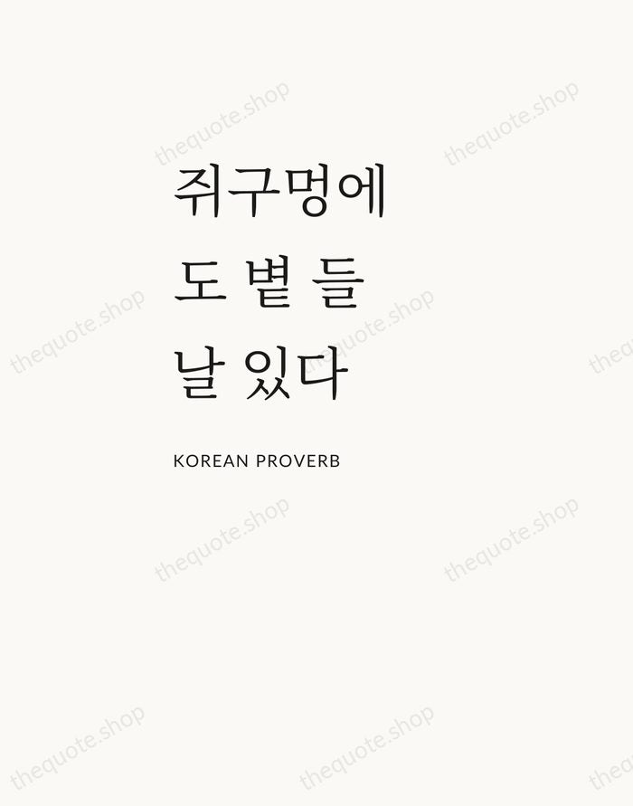 쥐구멍에도 볕 들 날 있다 — Korean Proverb — Asymmetric Left