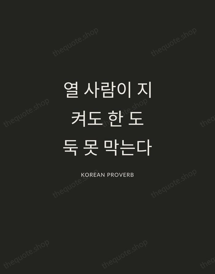 열 사람이 지켜도 한 도둑 못 막는다 — Korean Proverb — Charcoal Sans