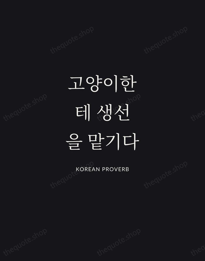 고양이한테 생선을 맡기다 — Korean Proverb | Printable Wall Art — Midnight Serif