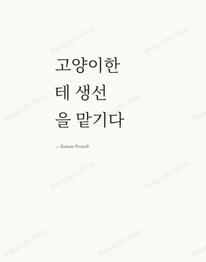 고양이한테 생선을 맡기다 — Korean Proverb — Editorial Left Serif