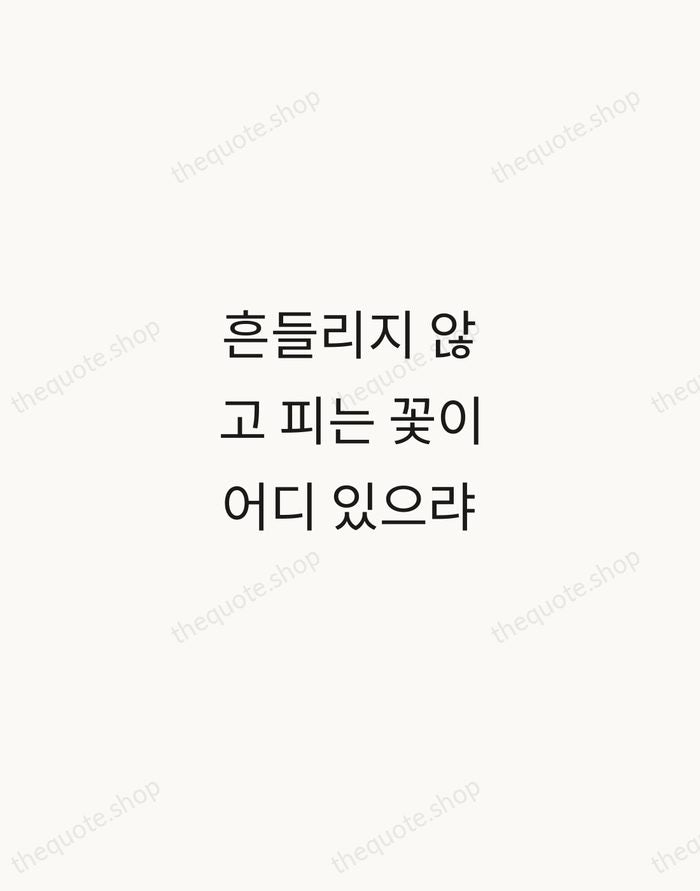 흔들리지 않고 피는 꽃이 어디 있으랴 — Do Jong-hwan — Minimal Unsigned