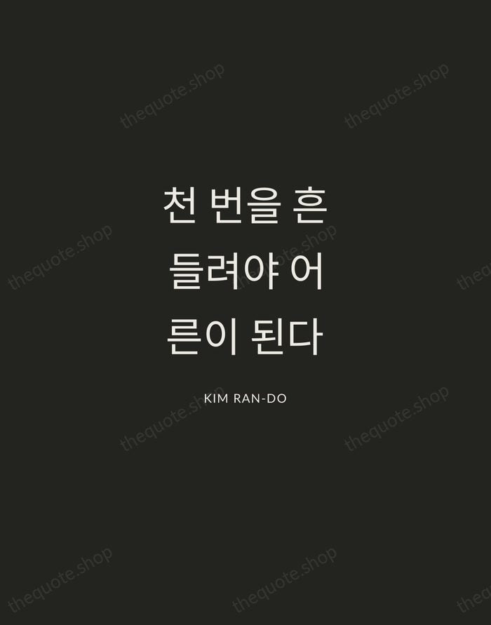 천 번을 흔들려야 어른이 된다 — Kim Ran-do — Charcoal Sans