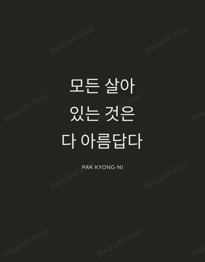 모든 살아있는 것은 다 아름답다 — Pak Kyong-ni — Charcoal Sans