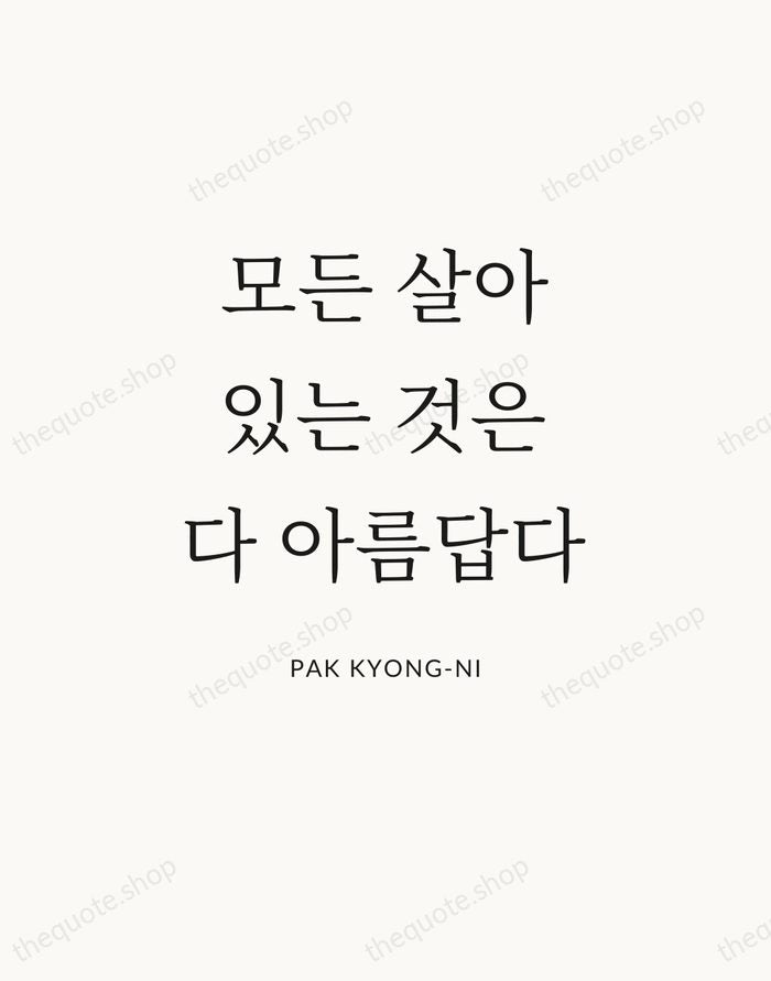 모든 살아있는 것은 다 아름답다 — Pak Kyong-ni — Statement Serif