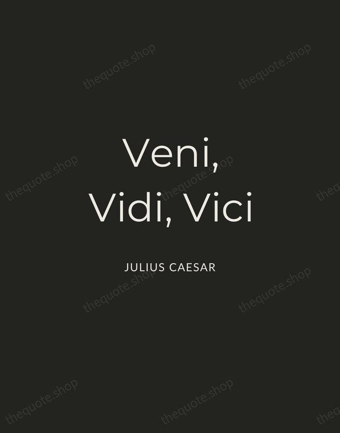 Veni, Vidi, Vici — Julius Caesar — Charcoal Sans