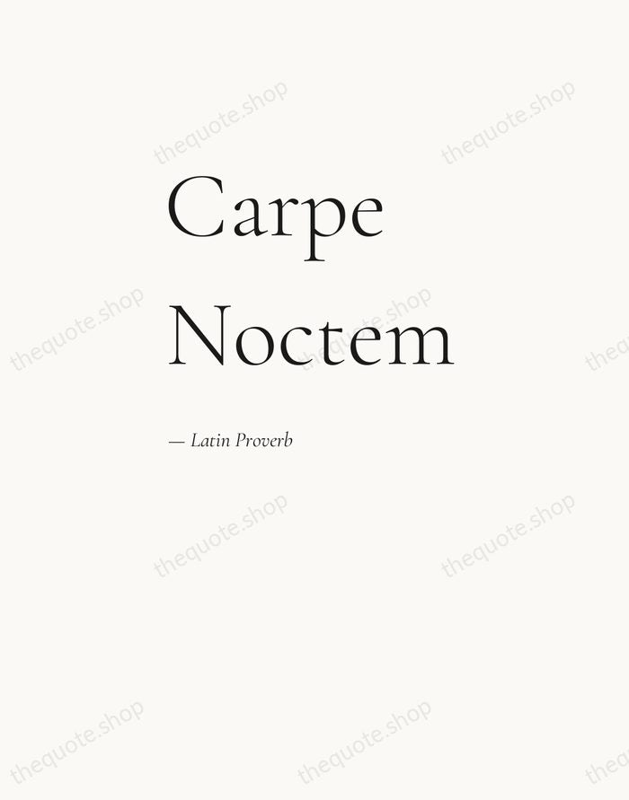 Carpe Noctem — Latin Proverb — Editorial Left Serif