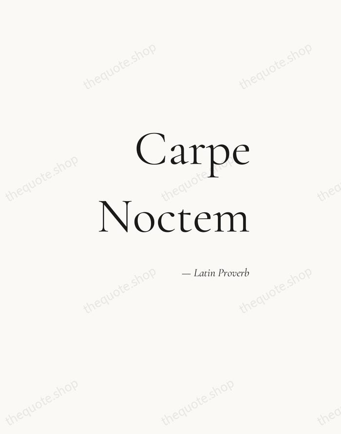 Carpe Noctem — Latin Proverb — Soft Serif Right
