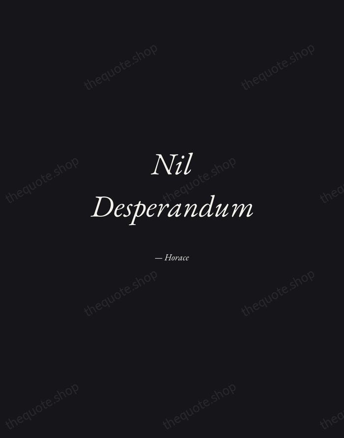 Nil Desperandum — Horace — Manuscript Italic
