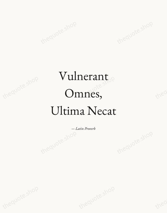 Vulnerant Omnes, Ultima Necat — Latin Proverb — Quiet Garamond