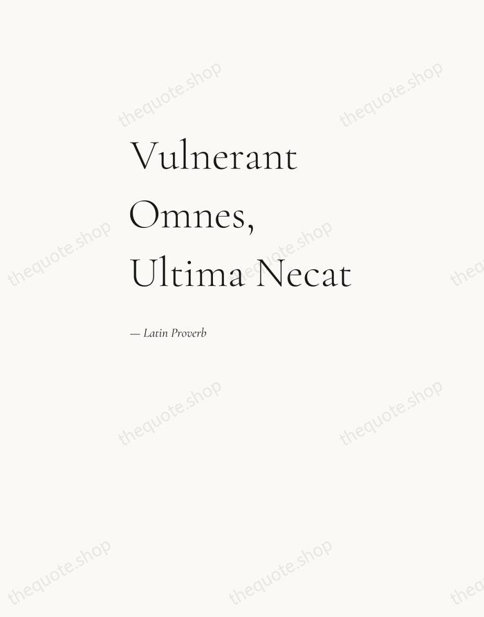 Vulnerant Omnes, Ultima Necat — Latin Proverb — Editorial Left Serif
