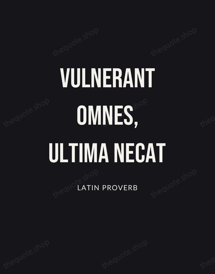 Vulnerant Omnes, Ultima Necat — Latin Proverb | Printable Wall Art — Poster Condensed