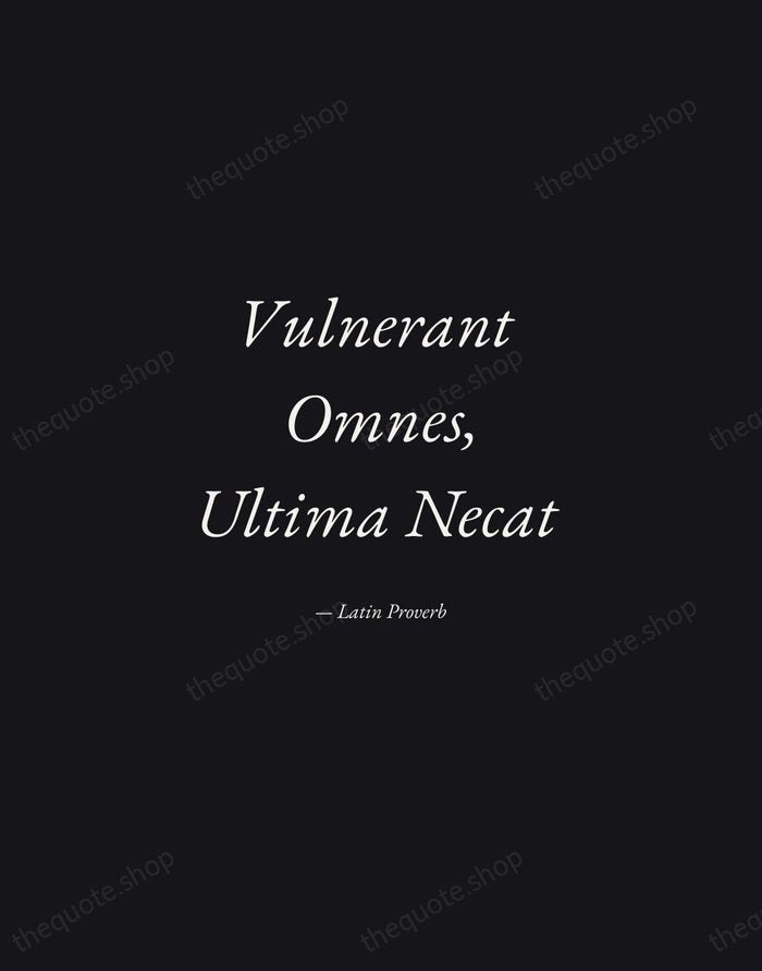 Vulnerant Omnes, Ultima Necat — Latin Proverb — Manuscript Italic