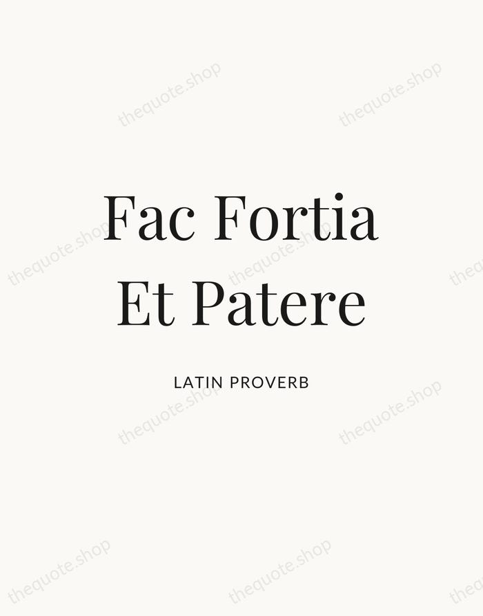 Fac Fortia Et Patere — Latin Proverb — Statement Serif