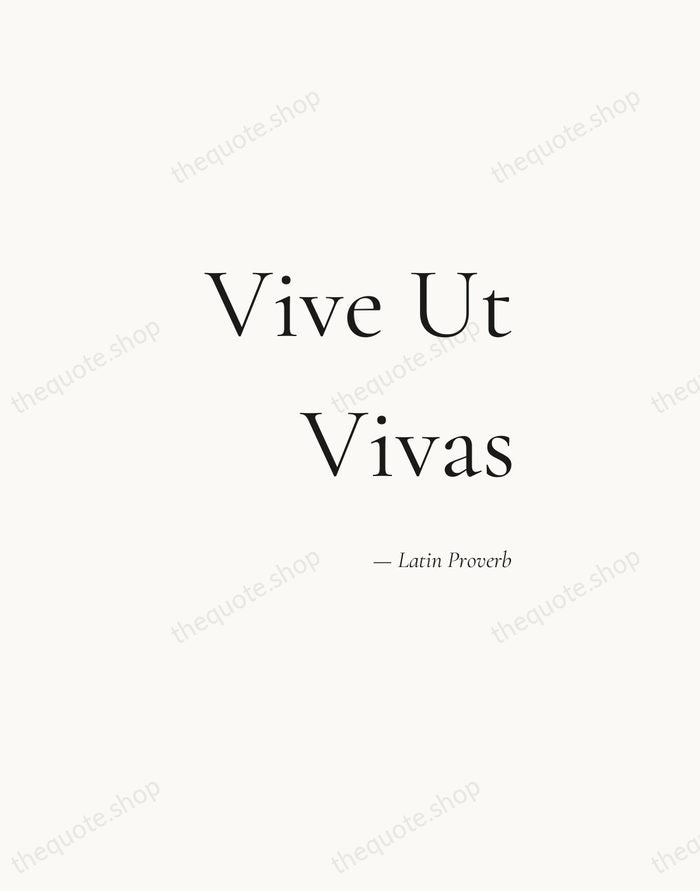 Vive Ut Vivas — Latin Proverb — Soft Serif Right