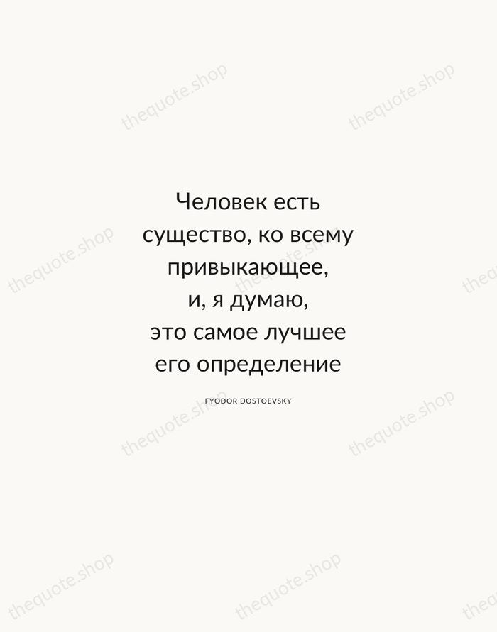 Человек есть существо, ко всему привыкающее, и, я думаю, это самое лучшее… — Fyodor Dostoevsky — Modern Sans Calm