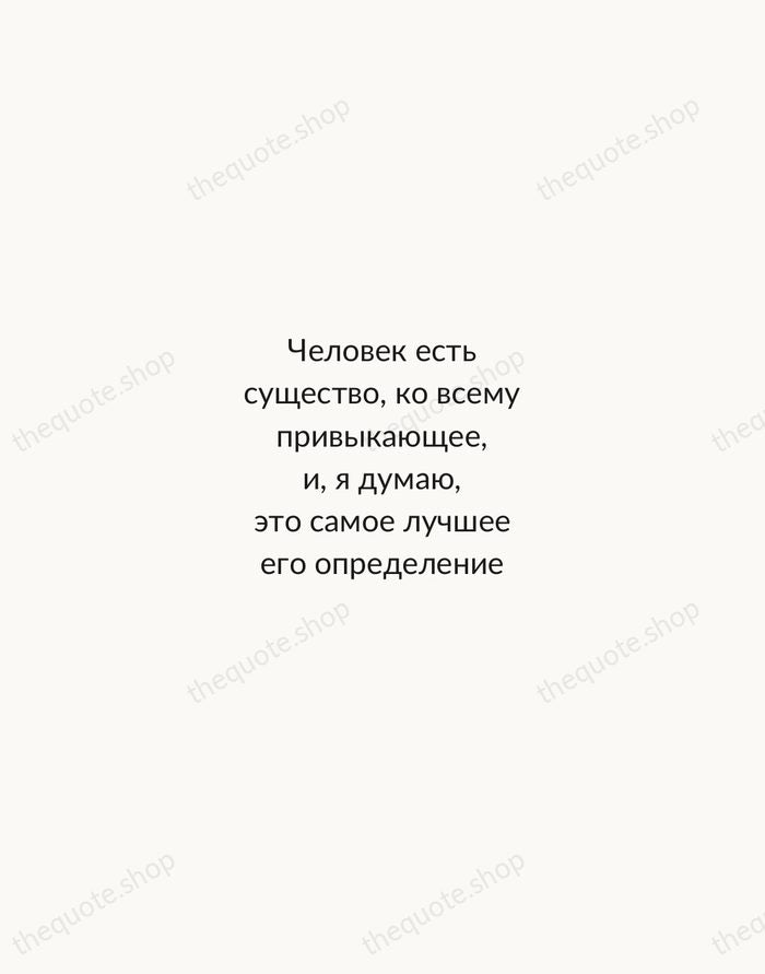 Человек есть существо, ко всему привыкающее, и, я думаю, это самое лучшее… — Fyodor Dostoevsky — Minimal Unsigned