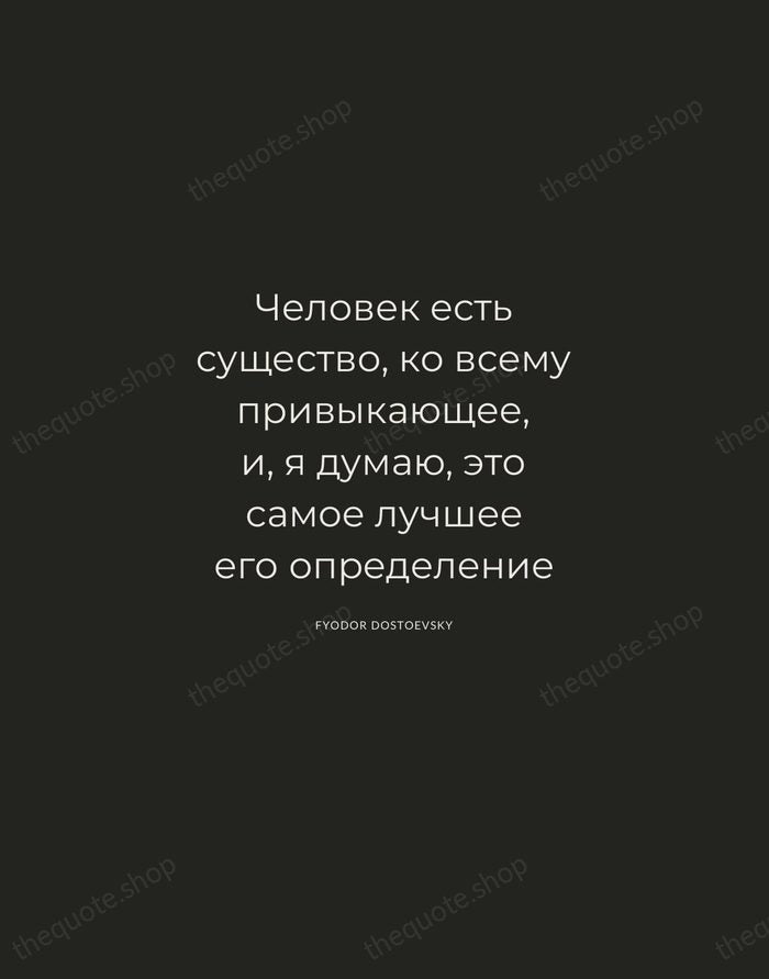 Человек есть существо, ко всему привыкающее, и, я думаю, это самое лучшее… — Fyodor Dostoevsky — Charcoal Sans