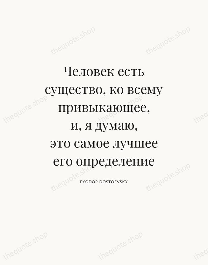Человек есть существо, ко всему привыкающее, и, я думаю, это самое лучшее… — Fyodor Dostoevsky — Statement Serif