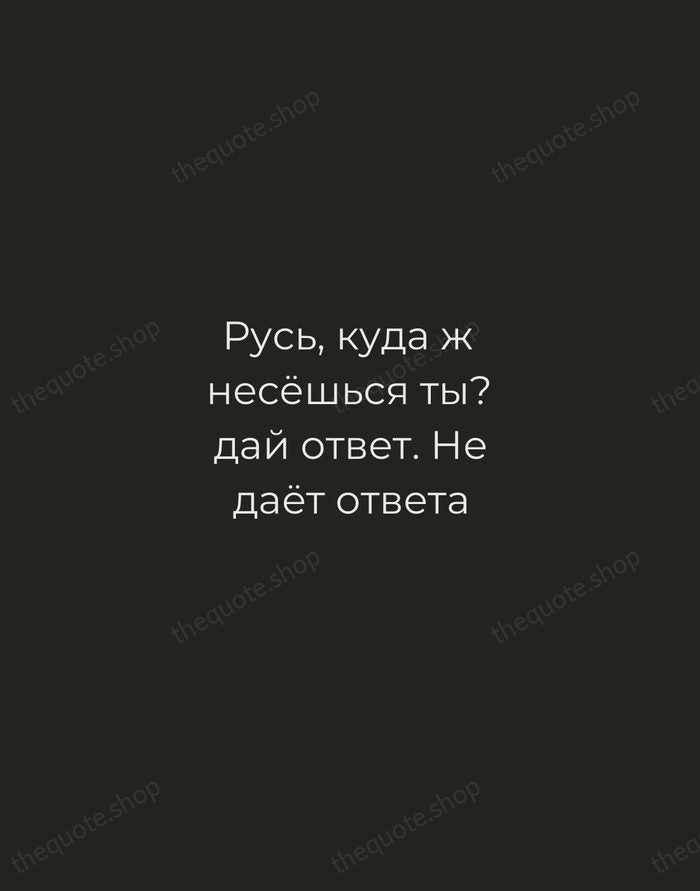 Русь, куда ж несёшься ты? дай ответ. Не даёт ответа — Nikolai Gogol — Tracked Caps Unsigned