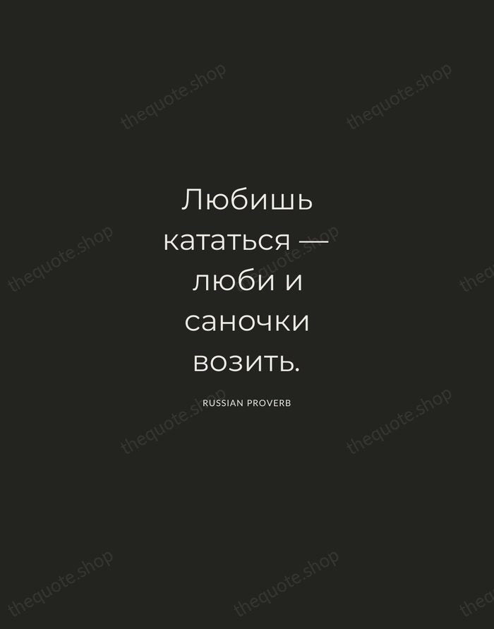 Любишь кататься — люби и саночки возить. — Russian Proverb — Charcoal Sans