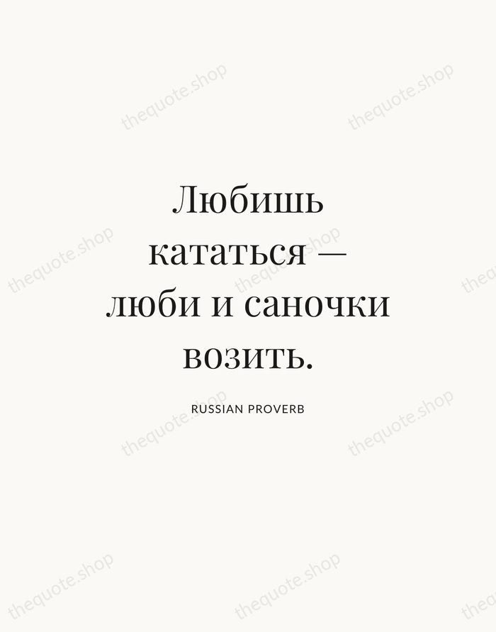 Любишь кататься — люби и саночки возить. — Russian Proverb — Statement Serif