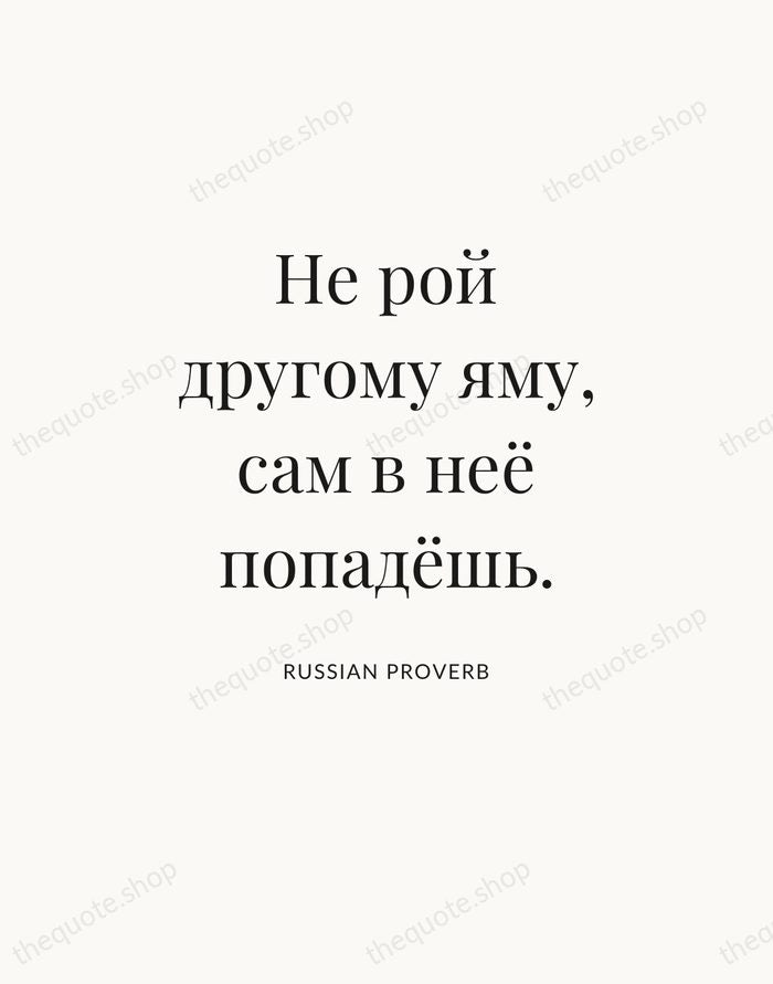 Не рой другому яму, сам в неё попадёшь. — Russian Proverb — Statement Serif