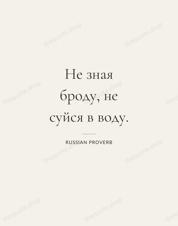 Не зная броду, не суйся в воду. — Russian Proverb — Gallery Rule