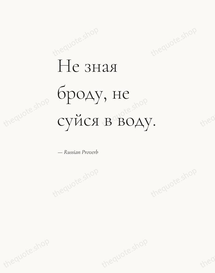 Не зная броду, не суйся в воду. — Russian Proverb — Editorial Left Serif