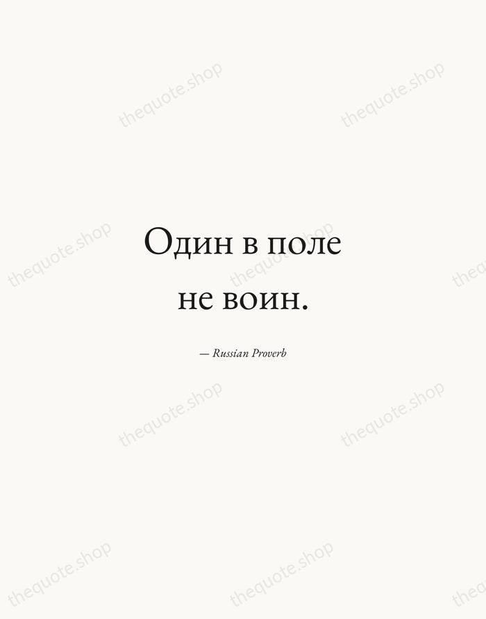 Один в поле не воин. — Russian Proverb — Quiet Garamond