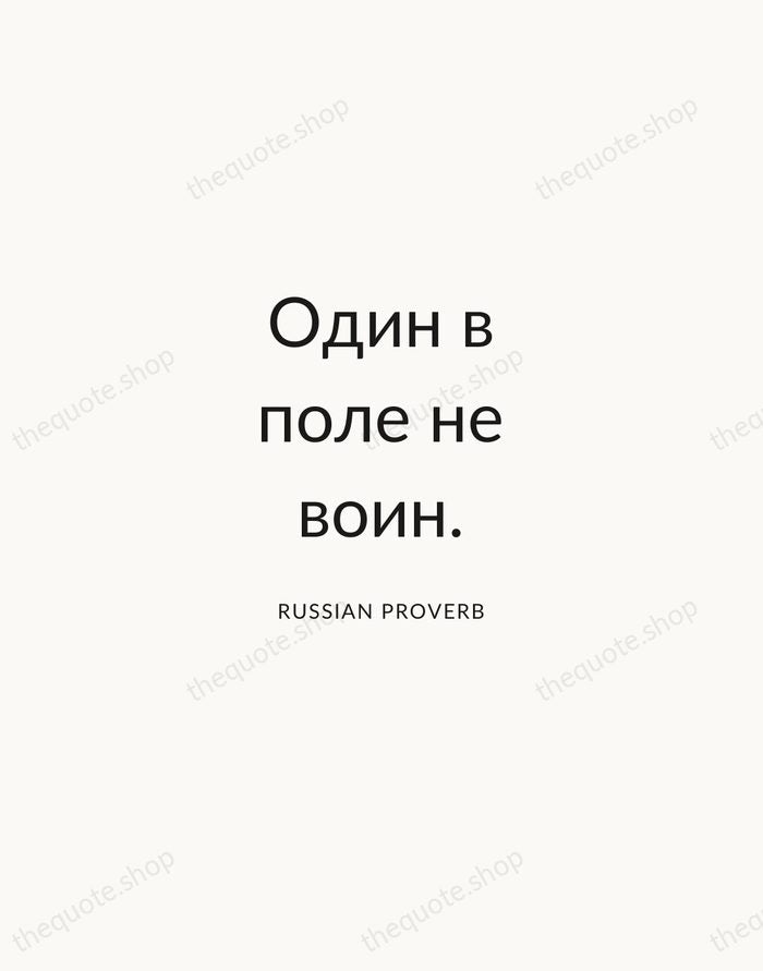 Один в поле не воин. — Russian Proverb — Modern Sans Calm