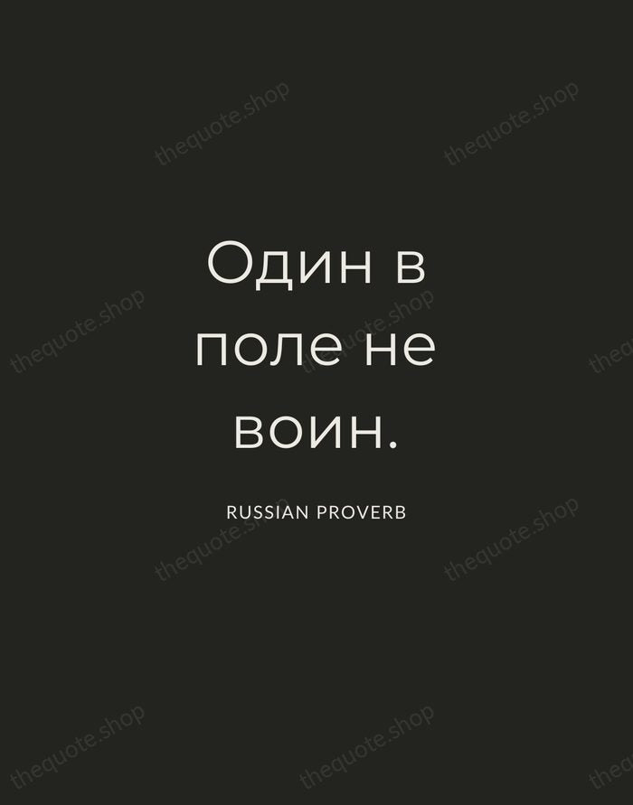 Один в поле не воин. — Russian Proverb — Charcoal Sans