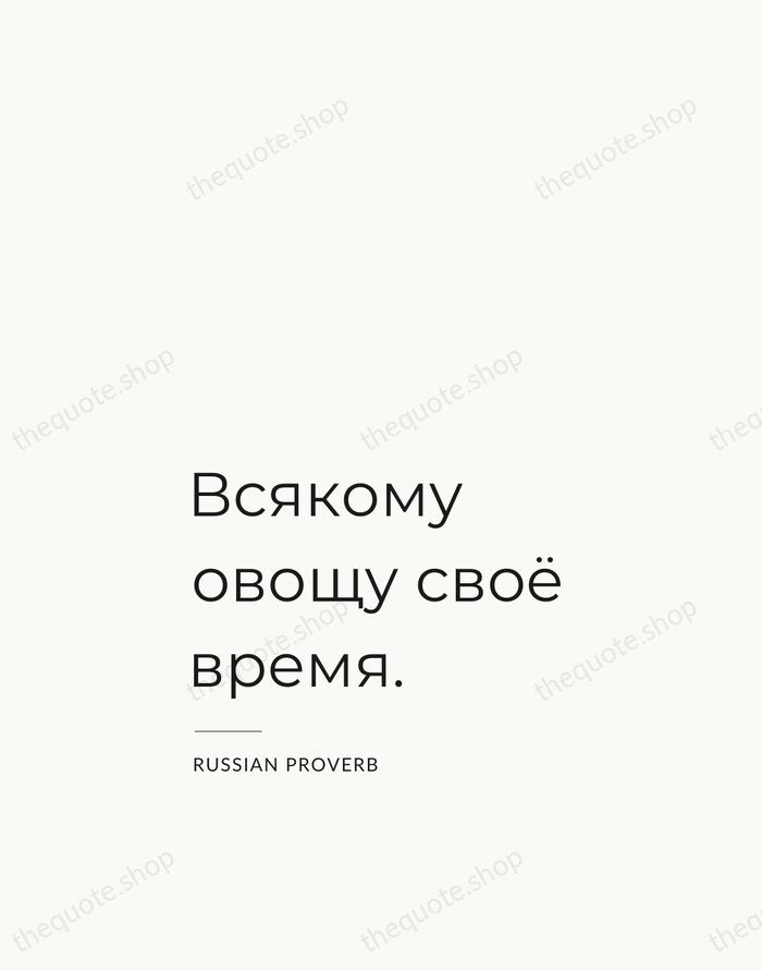 Всякому овощу своё время. — Russian Proverb — Studio Left